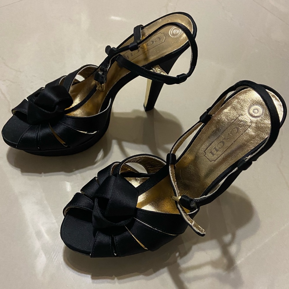 Coach black heel platform pump sandals